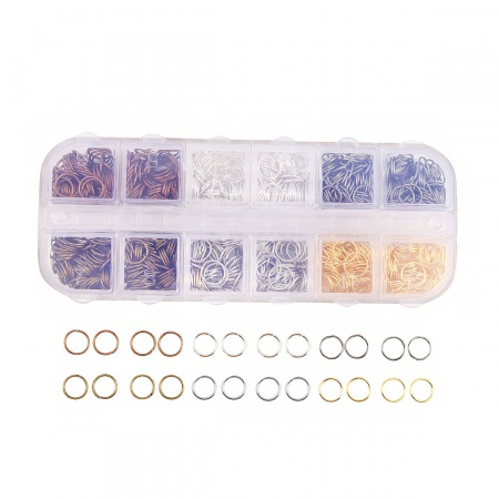 0.7mm Iron Based Alloy Opened Jump Rings Findings Mixed 4mm Dia, 1 Box (Approx 1380 PCs)