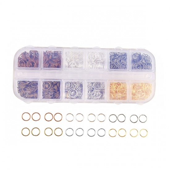 Picture of 0.7mm Iron Based Alloy Opened Jump Rings Findings Mixed 4mm Dia, 1 Box (Approx 1380 PCs)