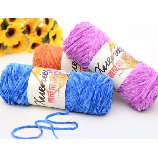Picture of Chenille Velvet Super Soft Knitting Yarn Ivory 5mm( 2/8"), 1 Ball