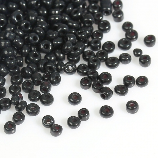 Imagen de 8/0 Cuentas semilla redonda Vidrio de Negro,Perla 3mm Diámetro, Aguero: acerca de 0.8mm, 450 Gramos
