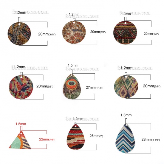 Immagine di Ottone Pittura di Smalto Charms Oro Placcato Multicolore Tondo Polvere di Stelle 20mm Dia., 5 Pz
