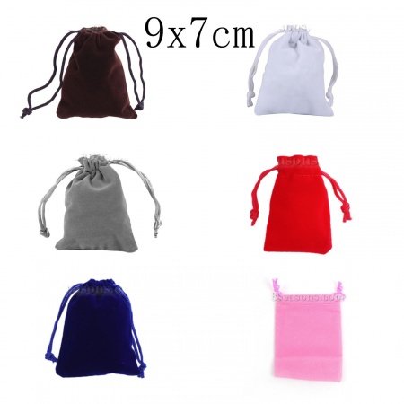 Вельветовый Мешок Серый Прямоугольник 95мм x 73мм(Полезное пространство: около 90ммx68мм), 10 ШТ