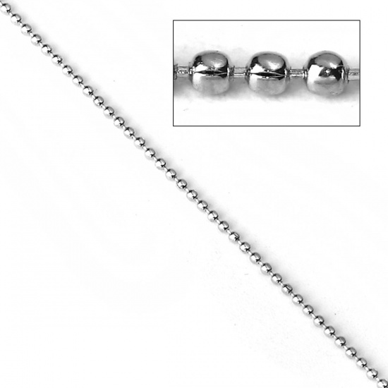 Bild von Eisenlegierung Kugelkette Kette Silberfarbe 1.2mm, 10 Meter