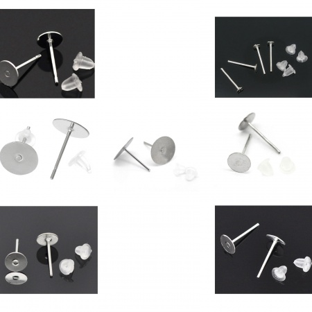 Alloy Ear Post Stud Earrings Findings Round 