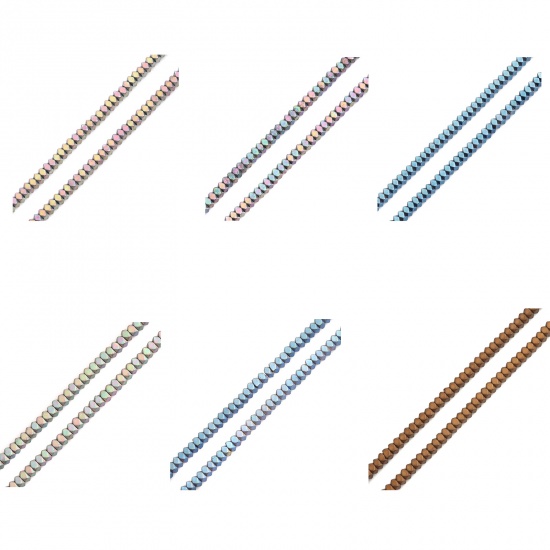 Image de (Classement A) Perles en Hématite Polygone Multicolore A Facettes 3mm x 3mm, Trou: env. 1mm, 40cm long, 1 Enfilade (Env. 208 Pcs/Enfilade)
