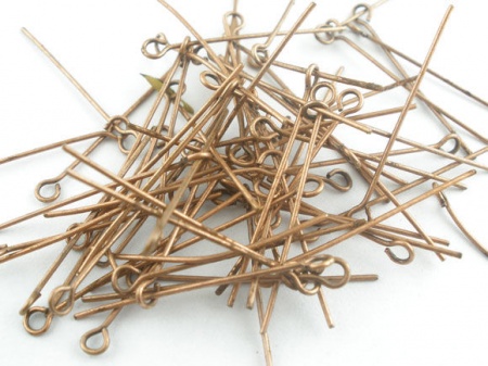 Alloy Eye Pins Antique Copper 5cm(2") long, 0.7mm (21 gauge), 300 PCs