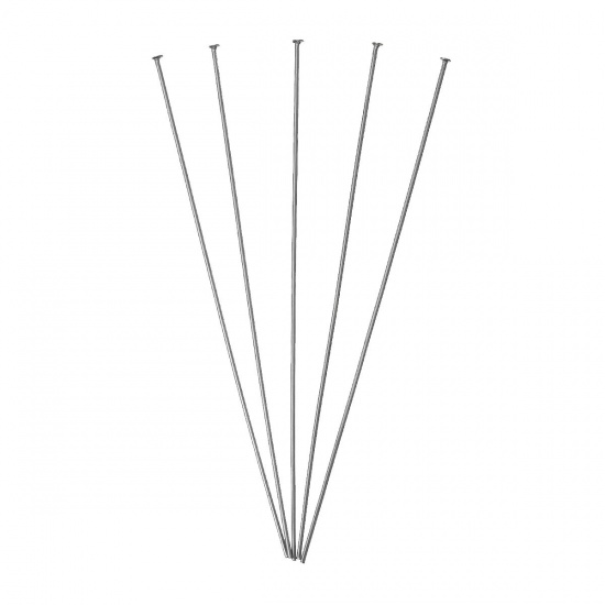 Picture of 304 Stainless Steel Head Pins Silver Tone 7.5cm(3") long, 0.7mm (21 gauge), 200 PCs