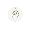 Picture of Stainless Steel Charms Fist Power Hand Sign Gesture Round Disc