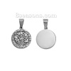 Picture of 316 Stainless Steel Pendants Tree Silver Tone Round Disc 39mm(1 4/8") x 25mm(1"), 1 Piece