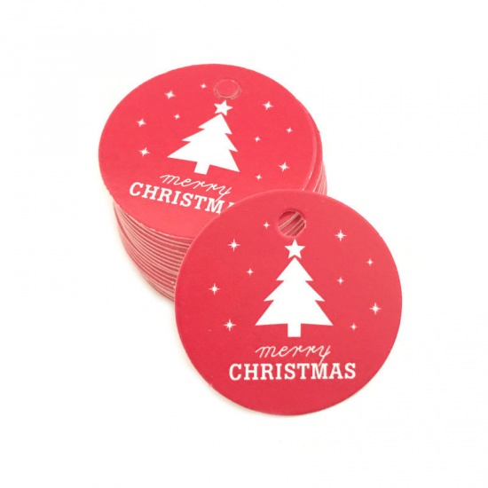 Imagen de Papel Etiquetas colgantes Estrellas de cinco puntos Verde " ¡Feliz Navidad! " 5.3cm x 5.3cm, 1 Juego (Aprox 100 Unidades/Juego)