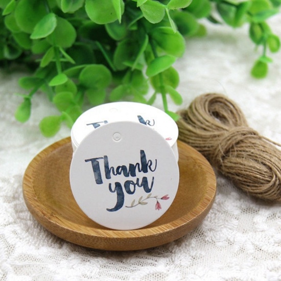 Picture of Paper Christmas Hanging Tags Rectangle Multicolor Flower Pattern " THANK YOU " 1 Set (Approx 50 PCs/Set)