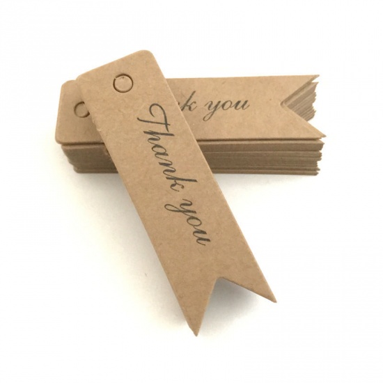 Picture of Paper Hanging Tags Rectangle Brown 7cm x 2cm, 1 Set (Approx 100 PCs/Set)