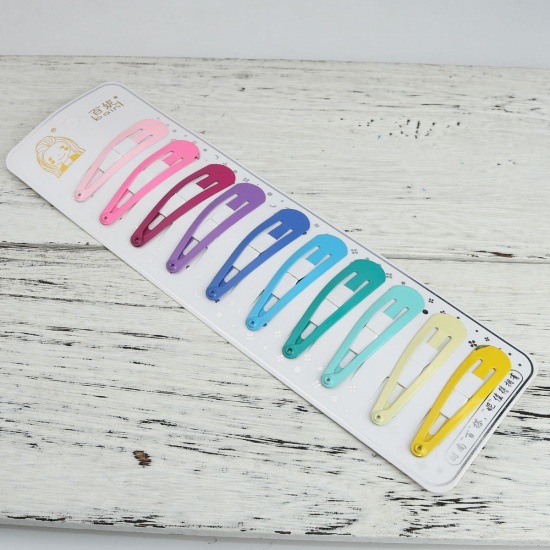 Picture of Resin Hair Clips Findings Mixed Color 57mm x 1.4mm, 1 Plate ( 50 PCs/Plate)