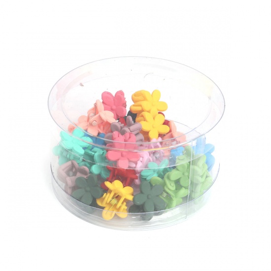 Picture of Resin Hair Clips Findings Mixed Color Flower 15mm x 12mm, 1 Box ( 20 PCs/Box)