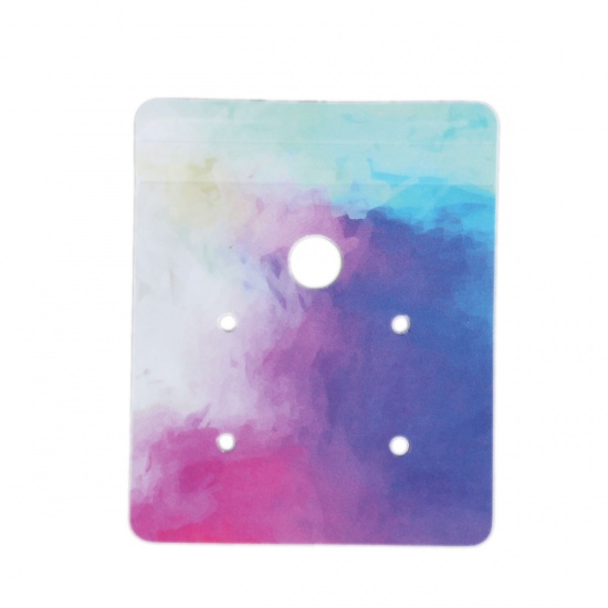 Imagen de Joyas Collar Pendientes Tarjeta de presentación Plástico de Rectángulo , Multicolor 5.5cm x 4.5cm, 10 Hojas
