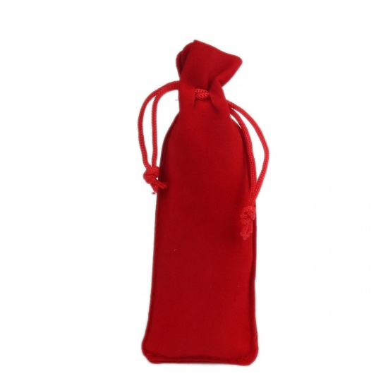 Picture of Velvet Drawstring Lipstick Bags Rectangle Gray 13.7cm x 5cm, 5 PCs