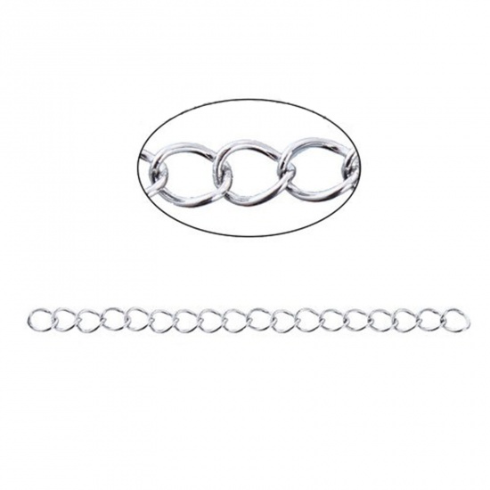 Image de Chaînes d'Extension pour Collier Bracelet en Acier Inoxydable Argent Mat 7cm long, 20 Pcs