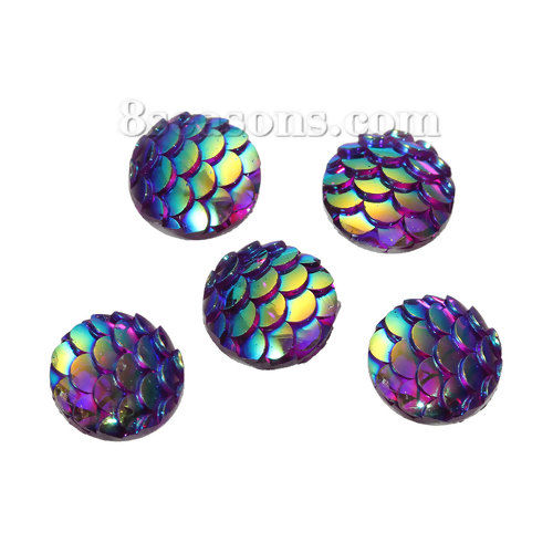 Picture of Resin Mermaid Fish /Dragon Scale Dome Seals Cabochon Round