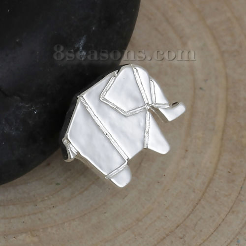 Picture of Zinc Based Alloy Origami Connectors Findings Squirrel Animal Silver Plated Hollow 18mm x 17mm, 5 PCs