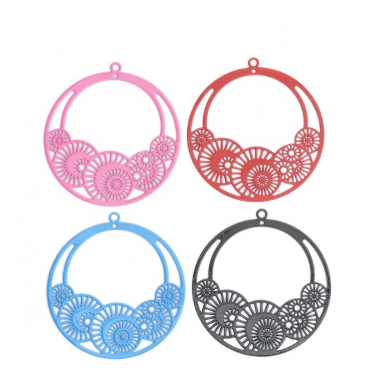 Image de Pendentifs Estampe en Filigrane en Laiton Rond Roue Dentée