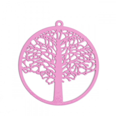 Ottone Filigree Stamping Ciondoli Rosa Tondo Albero 43mm x 40mm, 10 Pz                                                                                                                                                                                        