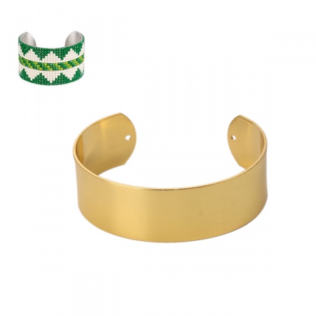 Latón Abierta Cuff Brazaletes Pulseras Ronda Chapado en Oro 15.3cm longitud, 1 Unidad