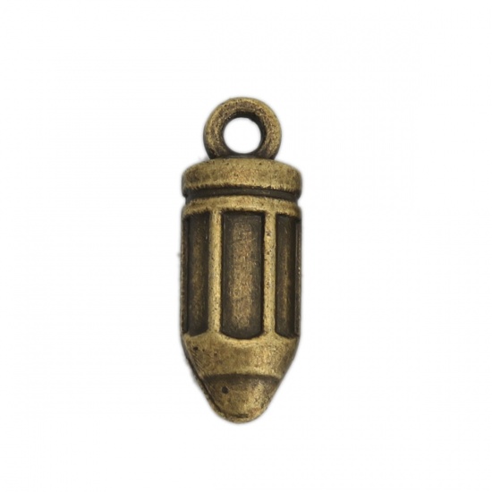 Picture of Zinc Based Alloy College Jewelry Charms Pencil Antique Bronze 18mm x 7mm, 30 PCs