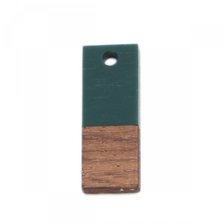 Resina Charm Resina Effetto Legno Charms Rettangolo Verde Scuro 23mm x 9mm, 5 Pz