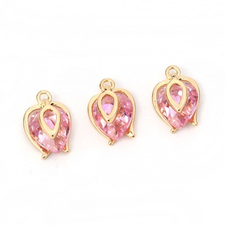 Ottone Charms Goccia Oro Placcato Rosa 12mmx 8mm, 2 Pz