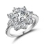 Immagine di Ottone Anello Tono Argento Fiore Trasparente Cubic Zirconiae 16.5mm (taglia di US: 6), 1 Pz