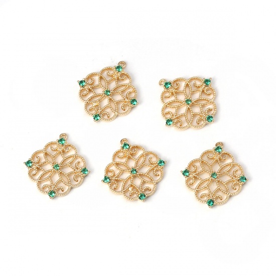 Picture of Brass Charms Flower Rhinestone                                                                                                                                                                                                                                