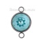 Immagine di 304 Acciaio Inossidabile Pietre Nascita Connettore Tondo Tono Argento Sfaccettato Zaffiro Chiaro Strass 22mm x 14mm, 1 Pz