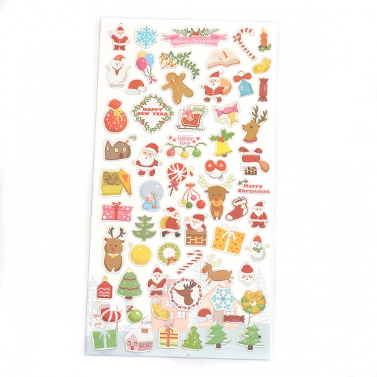 Picture of Paper DIY Scrapbook Deco Stickers White Christmas At Random 17.5cm(6 7/8") x 9cm(3 4/8"), 1 Sheet