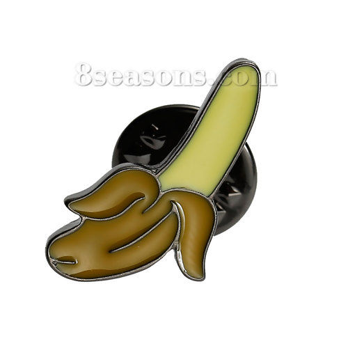 Immagine di Lega di Zinco Moda Nuova Spilla Banana Bronzo Duro Giallo 22mm x 12mm, 1 Pz