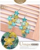 Picture of Brass Earrings Multicolor Flower 65mm x 28mm, 1 Pair