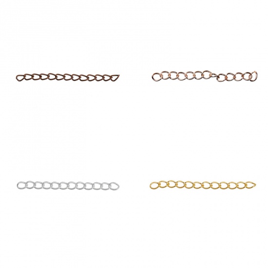 Image de Chaîne Maille Cheval d'Extension pour Collier Bracelet en Alliage de Fer Argenté 5cm, 100 Pcs