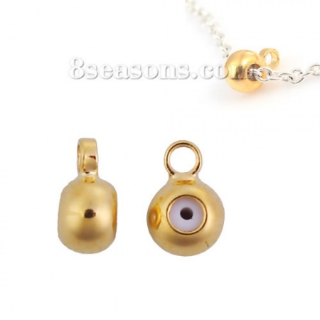 Brass Slider Clasp Beads Round With Adjustable Silicone Core W/ Loop