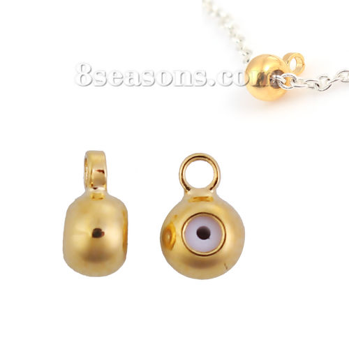 Picture of Brass Slider Clasp Beads Round With Adjustable Silicone Core W/ Loop                                                                                                                                                                                          