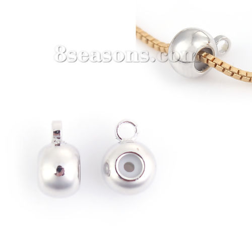 Picture of Brass Slider Clasp Beads Round With Adjustable Silicone Core W/ Loop                                                                                                                                                                                          