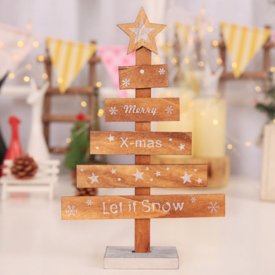 Picture of Wood Ornaments Gray Christmas Tree 27.5cm(10 7/8") x 8cm(3 1/8"), 1 Piece