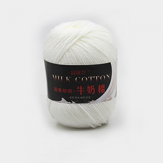 Picture of Cotton Super Soft Knitting Yarn White 2mm, 1 Ball