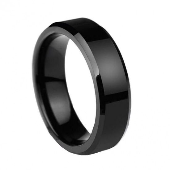 Bild von Edelstahl Uneinstellbar Ring Für Herren Schwarz 16.5mm（US Größe:6), 1 Stück