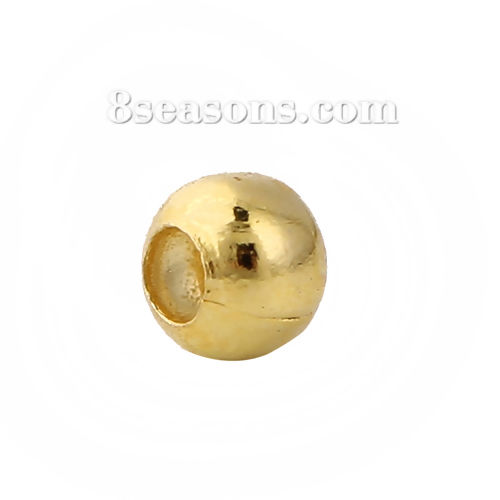 Immagine di Ottone Separatori Perline Tondo Oro Placcato Circa 2.4mm Dia, Foro:Circa 0.7mm, 1000 Pz                                                                                                                                                                       