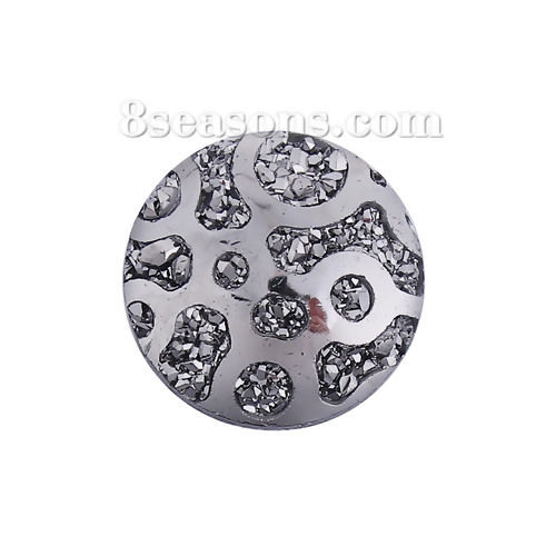 Picture of Resin Dome Seals Cabochon Round Silver 12mm( 4/8") Dia, 50 PCs