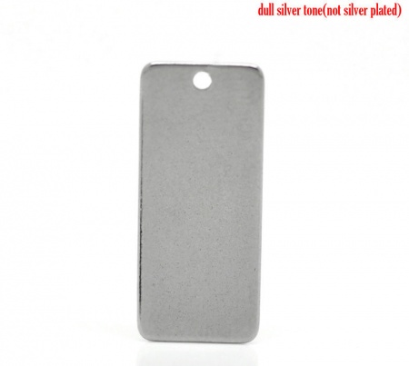 304 Stainless Steel Blank Stamping Tags Pendants Silver Tone Roller Burnishing 20 PCs