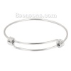 Imagen de Acero Inoxidable Brazalete Ronda Tono de Plata Expandible 26cm longitud, 2 Unidades