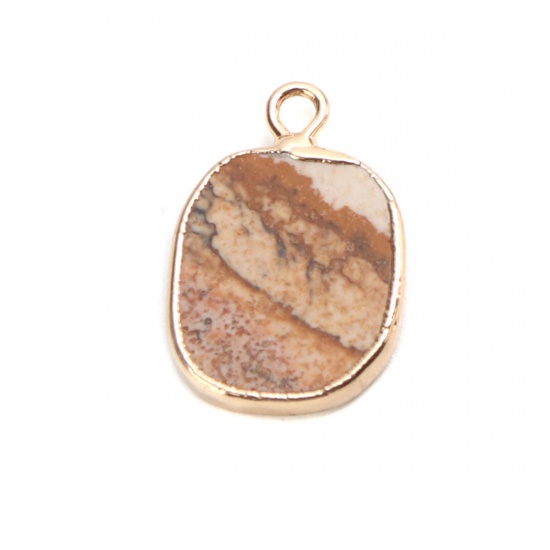 Picture of (Grade A) Spectrolite ( Natural ) Charms Gold Plated Dark Gray Irregular 18mm x 12mm, 1 Piece