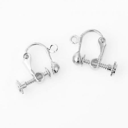 Boucles d'Oreilles Clip à Vis en Laiton Argenté, avec Boucle 20mm x 14mm, 10 Pcs