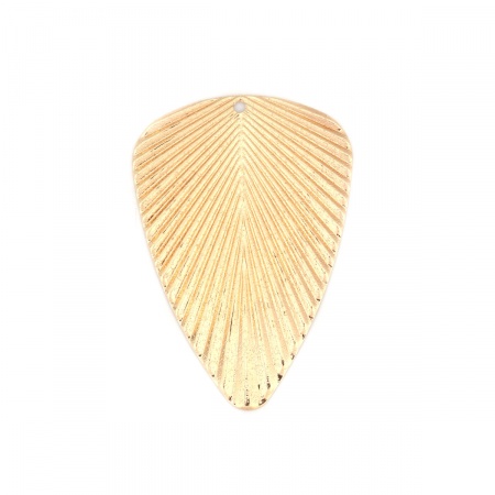 Brass Pendants Gold Plated Triangle Texture Sparkledust 47mm x 33mm, 5 PCs