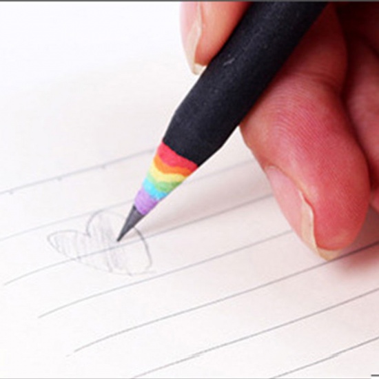 Immagine di Penna bianca 2B simpatica penna multi-color arcobaleno premio studente penna creativo cancelleria matita multi-energia
